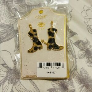 Eye Candy Leopard Print Cowboy Boot Earrings